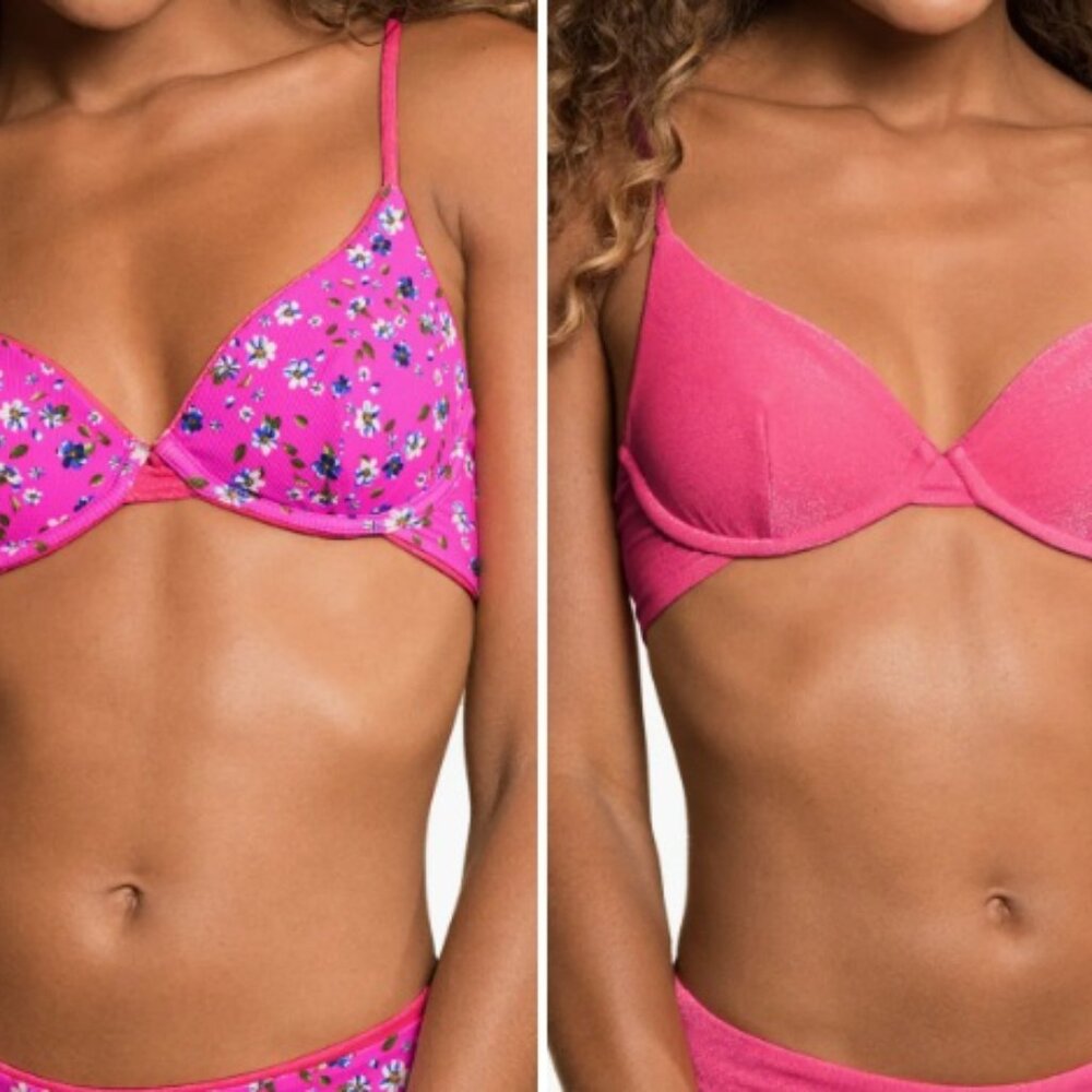 NWT MAAJI Bikini Pink Floral Reversible Set